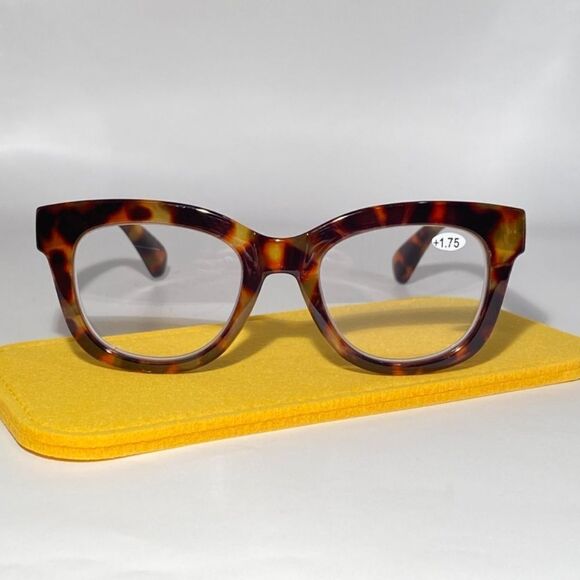 1138 Mona Reading Glasses 1.75 Sq Eyeglasses Tortoise Frames Readers NWT - Picture 2 of 9